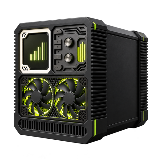 Charcoal digital mining device with lime green details